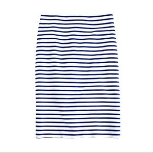 J. Crew No. 2 Pencil Skirt Navy Blue Deck Stripe 0
